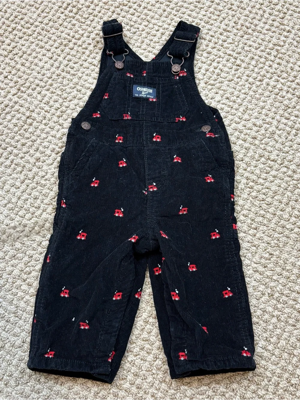 Oshkosh Toddler Train Corduroy Overalls - Black Size 9 Months
